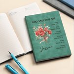 Cahier 200 Pages Personnalisé avec Nom et Fleur de Naissance Verset Biblique Carnet à Couverture en Cuir pour Femme Chrétienne Cadeau Anniversaire