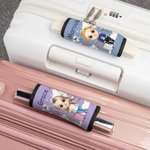 Personalized Set of 2 World Map Cartoon Character Luggage Handle Wraps with Name Birthday Christmas Travel Accessories Gift for Boys Girls