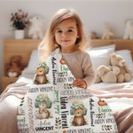 Personalized Cute Animal Bear Squirrel Fox Soft Throw Blanket with Name Baby Shower Christmas Gift for Boys Girls