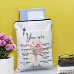 Personalised Birth Flower Bouquet Waterproof Book Sleeve with Bible Verse and Name Religious Christmas Gift for Christian Reading Lovers