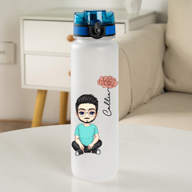 Sytaun Auslaufsichere Wasserflasche Mit Strohhalm – Erdbeer-Design, 500 Ml, BPA-frei, Für Sport & Alltag