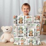 Personalized Cute Animal Bear Squirrel Fox Soft Throw Blanket with Name Baby Shower Christmas Gift for Boys Girls