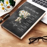 Cahier 200 Pages Personnalisé avec Nom et Fleur de Naissance Verset Biblique Carnet à Couverture en Cuir pour Femme Chrétienne Cadeau Anniversaire