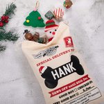 Personalized Dog Bone Santa Sack Drawstring Treat Bag with Name Reusable Christmas Party Supplies Favor Gift for Pets