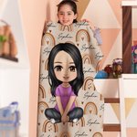 Personalised Cute Cartoon Character Heart Rainbow Soft Throw Warm Blanket with Repeating Names Birthday Christmas Gift for Family Boys Girls