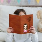 Taccuino di 100 pagine personalizzato con personaggio cartone animato e fiore di nascita copertina in pelle PU regalo per chi ama scrivere