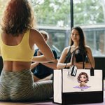 Personalised Cartoon Sport Girl Large Canvas Tote Bag with Name and Waterproof Liner Sport Accessories Birthday Gift for Women Girl