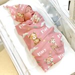 Personalized Bear Squirrel Woodland Animal Swaddle Blanket and Hat Set with Name Birthday Baby Shower Gift for Newborn Kids