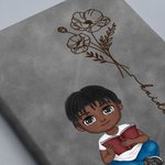 Taccuino di 100 pagine personalizzato con personaggio cartone animato e fiore di nascita copertina in pelle PU regalo per chi ama scrivere
