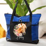 Gepersonaliseerde Geboorte Bloem Paard Geboortevlek Naam Grote Draagtas met Ritssluiting Verjaardag Kerstcadeau voor Vrouwen Paardenliefhebbers