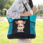 Sac à main personnalisé avec pochette en maille Cadeau de Noël pour les amoureux des vaches Highland.