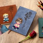 Taccuino di 100 pagine personalizzato con personaggio cartone animato e fiore di nascita copertina in pelle PU regalo per chi ama scrivere