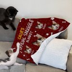Personifierad Multicolor Bone Paw Print Official Snuggle Pet Blanket med hund katt foto namn och prickig baksida födelsedag julklapp för husdjursägare