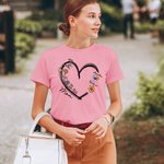 Personalized Heart Watercolor Birth Flower Crewneck T-shirt with 1-6 Kid Names Birthday Mother's Day Gift for Mom Grandma