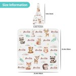 Personalized Bear Squirrel Woodland Animal Swaddle Blanket and Hat Set with Name Birthday Baby Shower Gift for Newborn Kids