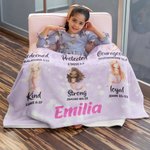 Manta blanda personalizada con el versículo de la Biblia y el nombre de la princesa sirena de colores, regalo de bautizo para la fiesta del bebé de las niñas.