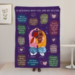 Personalized 10 Reasons Why You Are My Sister Soft Throw Blanket with Name Birthday Christmas Anniversary Gift for Besties Sister
