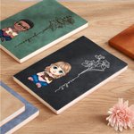 Taccuino di 100 pagine personalizzato con personaggio cartone animato e fiore di nascita copertina in pelle PU regalo per chi ama scrivere