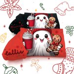 Personalized Cute Christmas Hat Ghost Gingerbread Man Sweatshirt with Name Christmas Gift for Friends Family