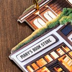 Mini Ornement de Librairie en Acrylique Personnalisé avec Texte Décoration Plate de l'Arbre Cadeau de Noël pour les Amateurs de Livres