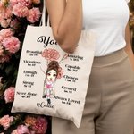 Sac à Dos en Toile avec Personnage Dessin Animé et Fleur de Naissance Cadeau Noël Anniversaire pour Femmes