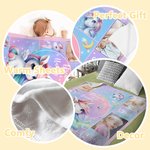 Personalized Fantasy Unicorn Photo Collage Soft Throw Blanket with Name Sofa Decor Baby Shower Birthday Gift for Baby Girls
