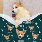Personifierad Multicolor Bone Paw Print Official Snuggle Pet Blanket med hund katt foto namn och prickig baksida födelsedag julklapp för husdjursägare