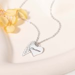 Personalised Angel Wing Heart Necklace with Engraved Name Memorial Sympathy Gift for Women