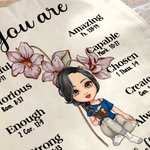 Sac à Dos en Toile avec Personnage Dessin Animé et Fleur de Naissance Cadeau Noël Anniversaire pour Femmes