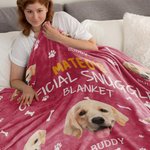 Personalized Multicolor Official Snuggle Dog Cat Photo Paw Print Soft Throw Blanket with Name Home Decor Birthday Christmas Gift for Pet Lovers