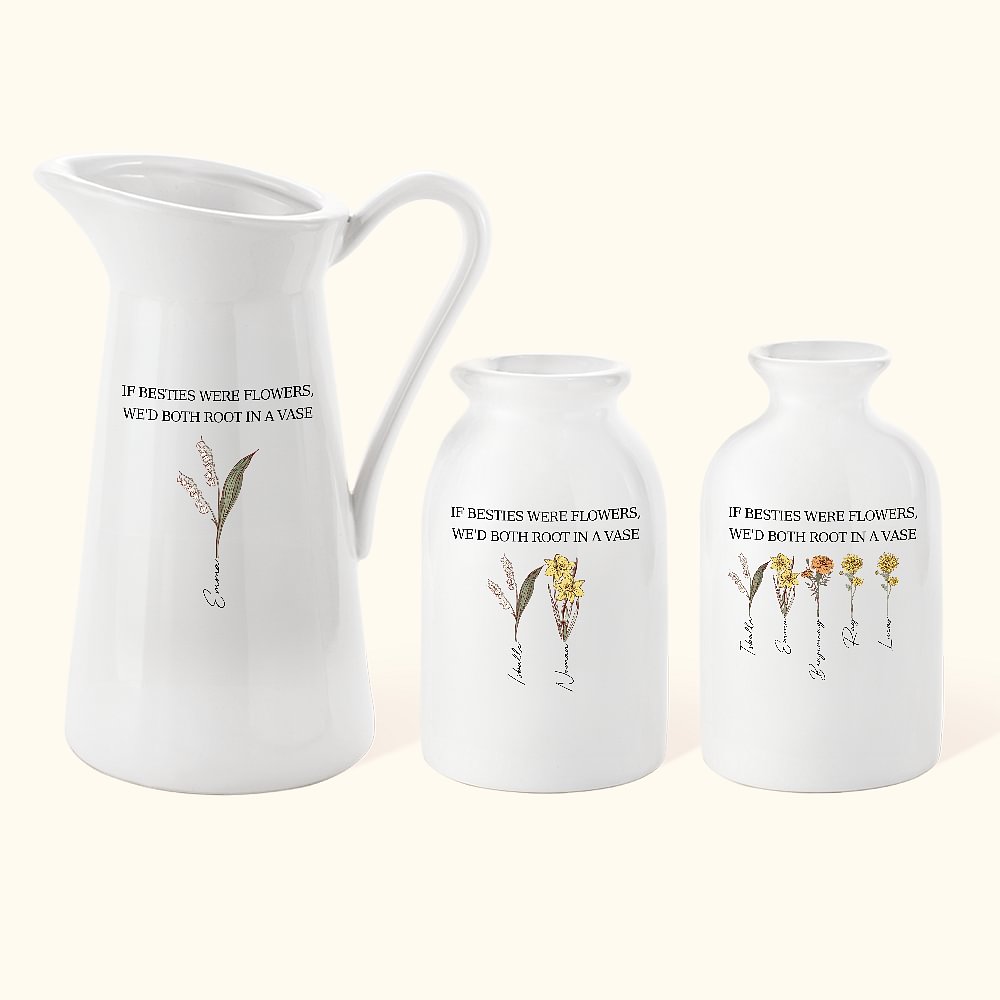 Personalized Retro 110 Birth Flower Ceramic Flower Vase with Name