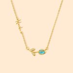 Collana personalizzata minimalista con pietra di nascita tulipano e nome laterale Regalo di Natale per la festa della mamma e di compleanno per le donne