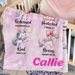 Personalised God Says I Am Rainbow Fantasy Unicorn Warm Soft Blanket with Name and Bible Verse Nursery Decor Baby Shower Baptism Gift for Girls