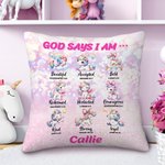 Housse d'oreiller personnalisée avec nom et verset biblique pour chambre d'enfant Cadeau de baptême pour fille