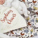 Personalized Cute Classic Winnie the Pooh Soft Baby Security Blanket with Dotted Backing and Embroidery Name Baby Shower Birthday Gift for Boys Girls