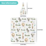 Personalized Jungle Safari Animal Swaddle Blanket and Hat Set with Name Birthday Baby Shower Gift for Newborn Kids