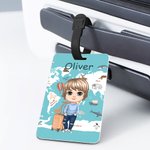 Étiquette de Valise Personnalisée avec Nom et Personnage Cartoon Accessoire de Bagage Cadeau Anniversaire Noël pour Amoureux de Voyage