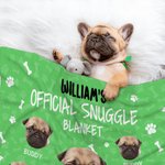 Personifierad Multicolor Bone Paw Print Official Snuggle Pet Blanket med hund katt foto namn och prickig baksida födelsedag julklapp för husdjursägare