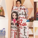 Couverture Polaire Sherpa Personnalisée avec Personnage et Nom Multicolore en Police Diverse Cadeau Anniversaire pour Enfant Famille