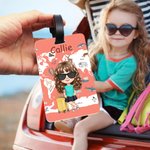 Étiquette de Valise Personnalisée avec Nom et Personnage Cartoon Accessoire de Bagage Cadeau Anniversaire Noël pour Amoureux de Voyage