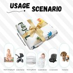 Personalized Cute Dinosaur Swaddle Blanket and Hat Set with Name Birthday Baby Shower Gift for Newborn Kids