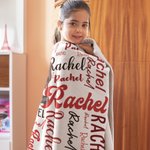 Couverture Polaire Sherpa Personnalisée avec Personnage et Nom Multicolore en Police Diverse Cadeau Anniversaire pour Enfant Famille