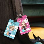 Étiquette de Valise Personnalisée avec Nom et Personnage Cartoon Accessoire de Bagage Cadeau Anniversaire Noël pour Amoureux de Voyage