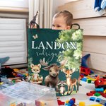 Personalized Cute Forest Animal Collapsible Laundry Storage Basket with Name and Handle Birthday Christmas Gift for Boys Girls