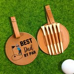 Personalised Cartoon Character Best Dad Mom By Par Golf Tee Storage Bag with Name Christmas Gift for Golfer Golf Player