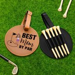 Personalised Cartoon Character Best Dad Mom By Par Golf Tee Storage Bag with Name Christmas Gift for Golfer Golf Player