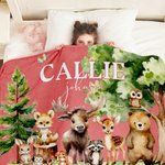 Couverture Multicolore Personnalisée avec Prénom Nom de Famille Style Animaux de Jungle Cadeau Noël Baby Shower pour Enfant Bébé