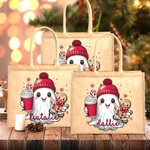 Sac à Main en Toile Personnalisé avec Nom et Motif de Fantôme Mignon Cadeau Anniversaire Noël pour Famille Amis