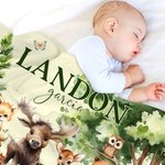 Couverture Multicolore Personnalisée avec Prénom Nom de Famille Style Animaux de Jungle Cadeau Noël Baby Shower pour Enfant Bébé