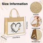 Personalised Heart 1-6 Birth Flower Reusable Jute Tote Bag with Names Christmas Birthday Gift for Grandma Mom